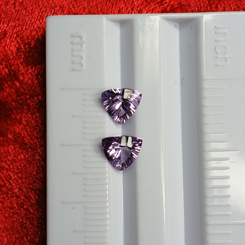 Elegant Purple Amethyst Pair Trillion 7mm